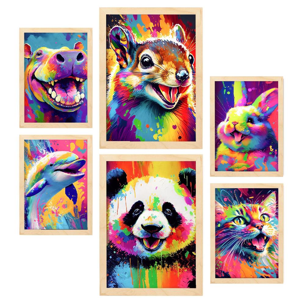 Nacnic Set Abstracto De Animales Nacnic - Láminas Para Dormitorio