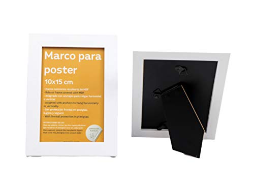 Nacnic Set De 10 Marcos Blancos Para Fotos Posters Láminas Diplomas. Tamaño(10x15 Cm).Robustos De MDF Y Frontal De Plexiglas.Marcos Blancos Para Colgar De Alta Calidad
