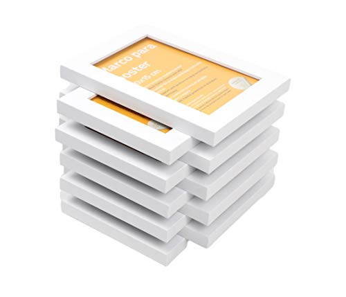 Nacnic Set De 10 Marcos Blancos Para Fotos Posters Láminas Diplomas. Tamaño(10x15 Cm).Robustos De MDF Y Frontal De Plexiglas.Marcos Blancos Para Colgar De Alta Calidad
