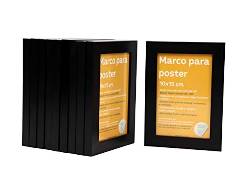 nacnic Set de 10 Marcos Negros tamaño 10x15cm. Marco de Color Negro