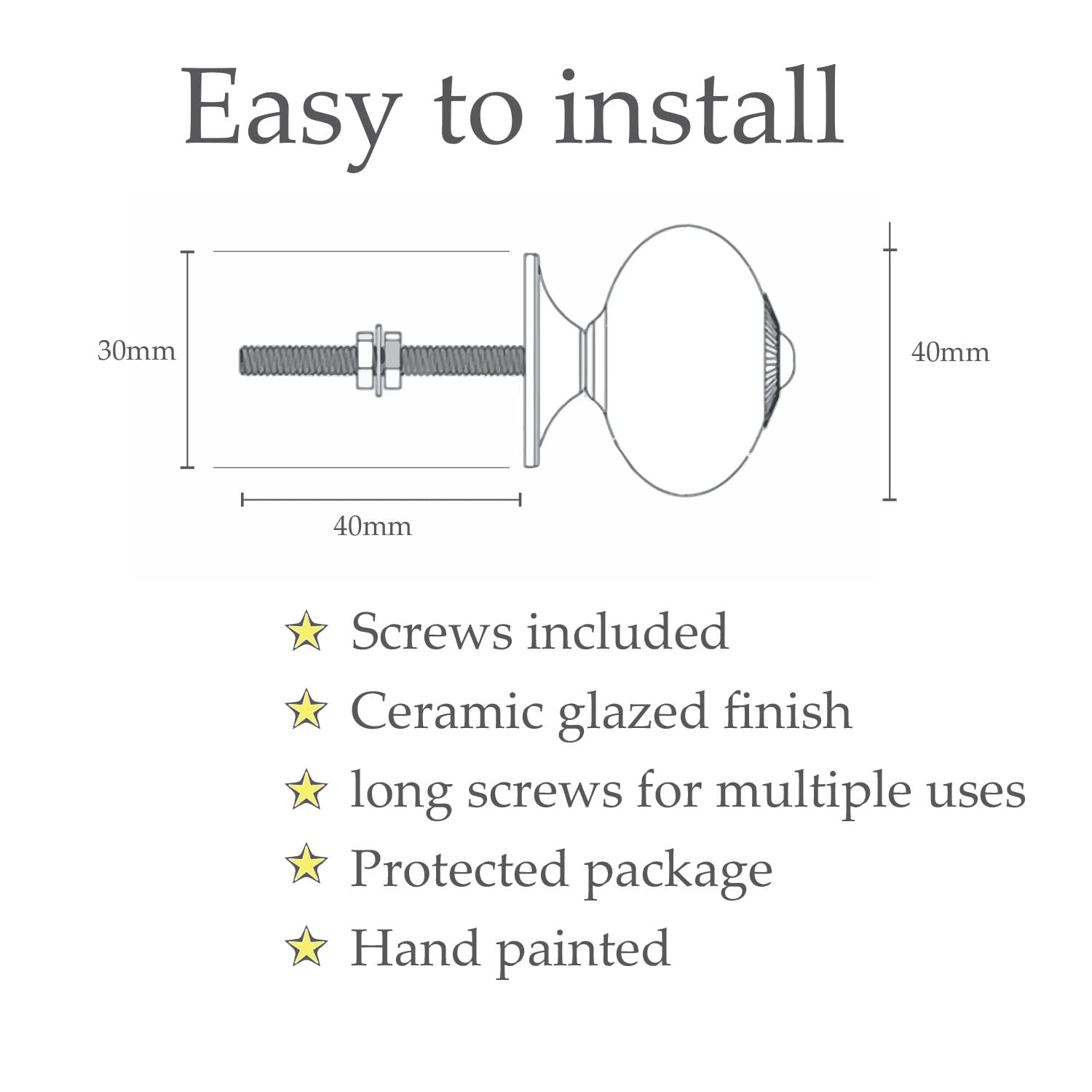 Nacnic Set De 12 Pomos Tiradores De Cerámica Con Diseño Geométrico Dorado Y Negro