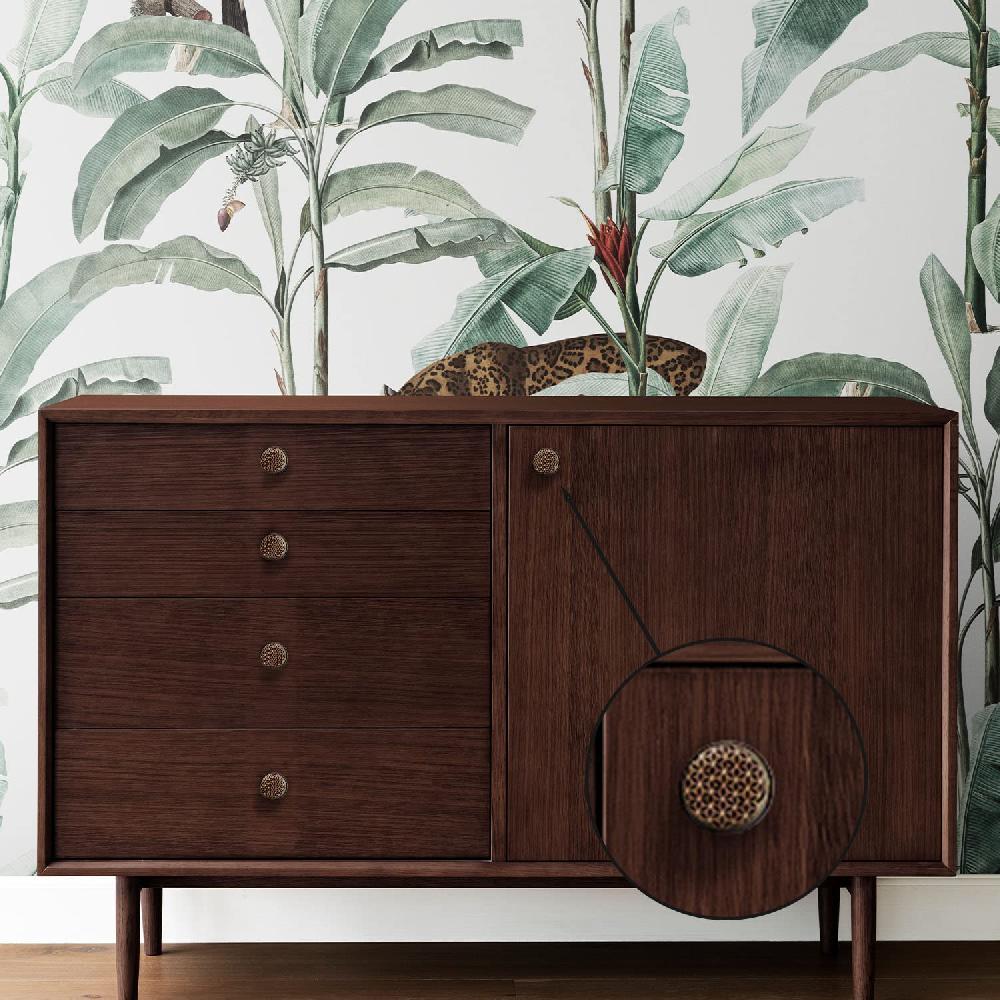 Nacnic Set De 12 Pomos Tiradores De Cerámica Con Diseño Geométrico Dorado Y Negro