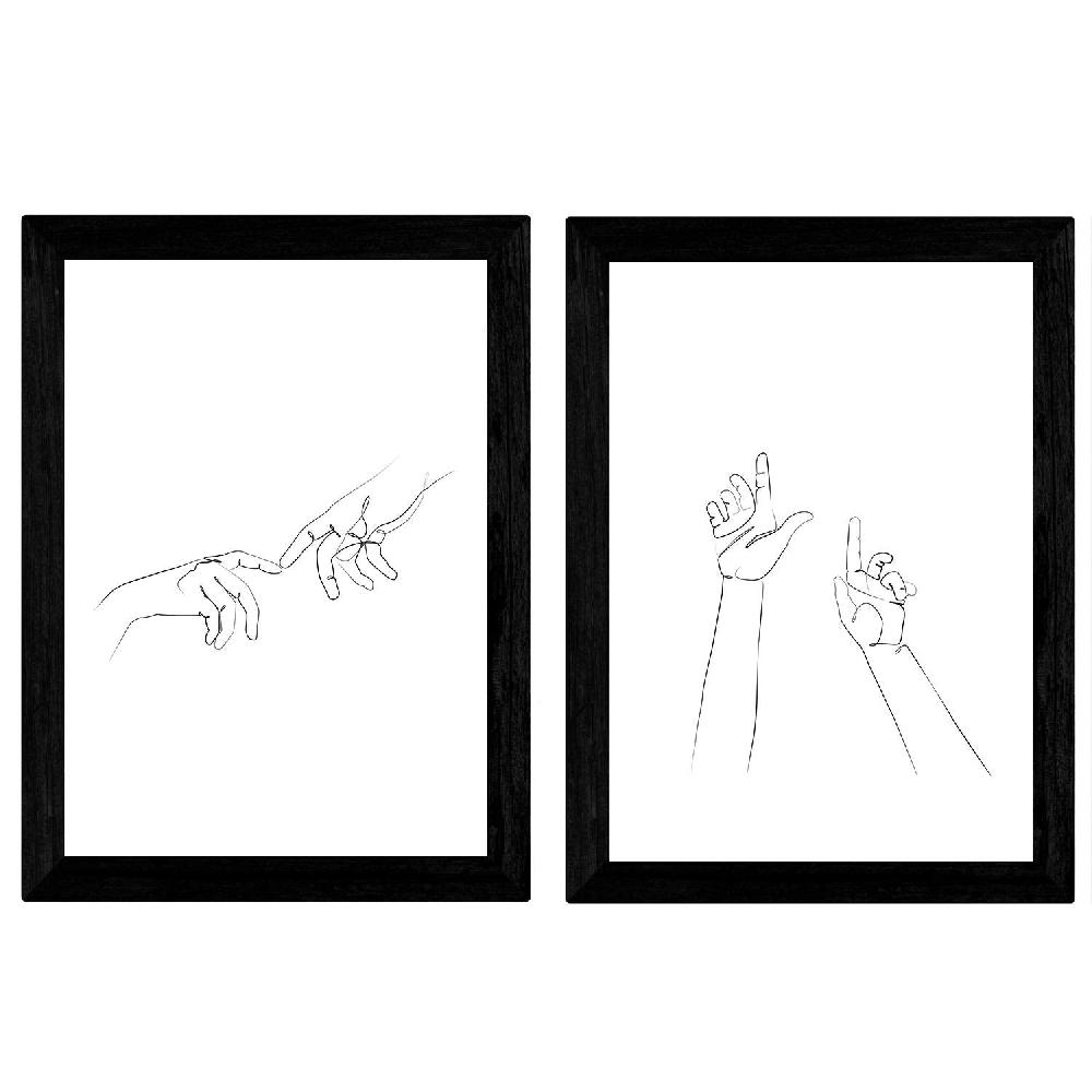 nacnic Set de 2 láminas de Dibujos Manos Hombre y Mujer con un Solo Trazo