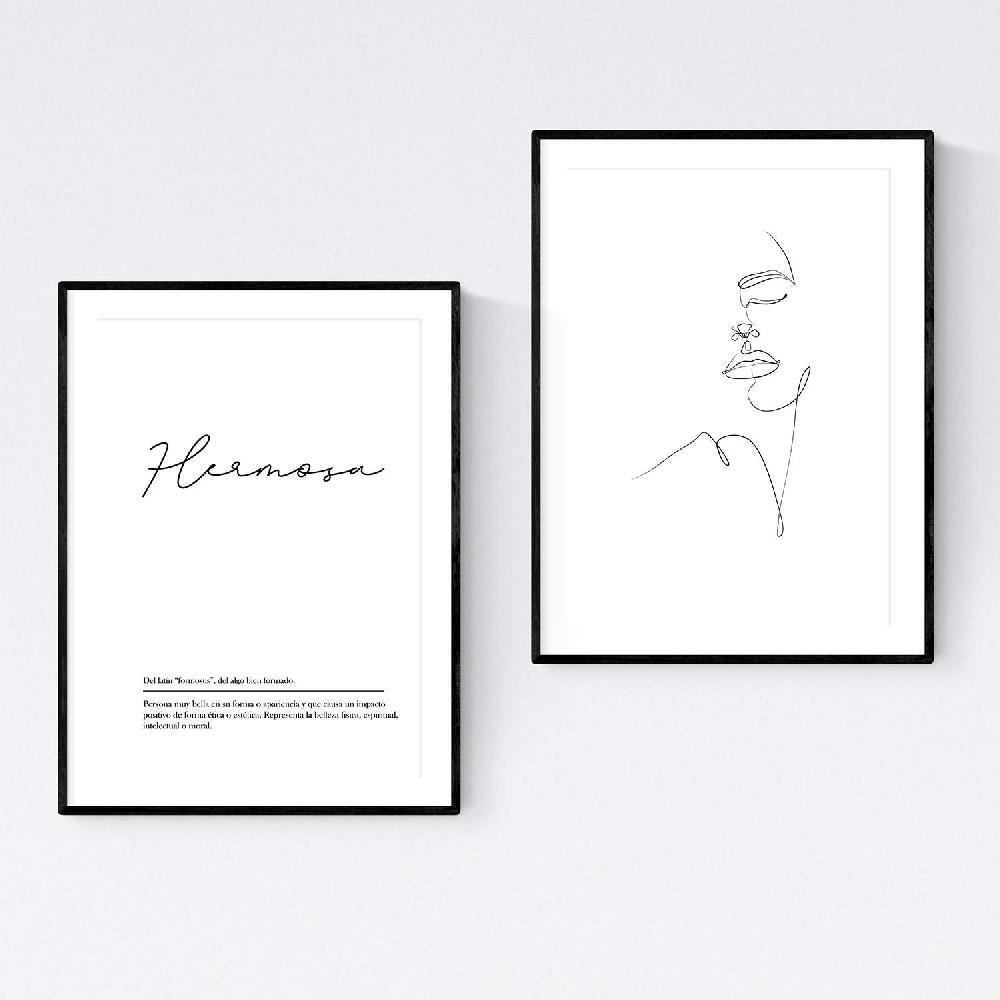 nacnic Set de 2 láminas de mujer hermosa y palabras estilo nórdico