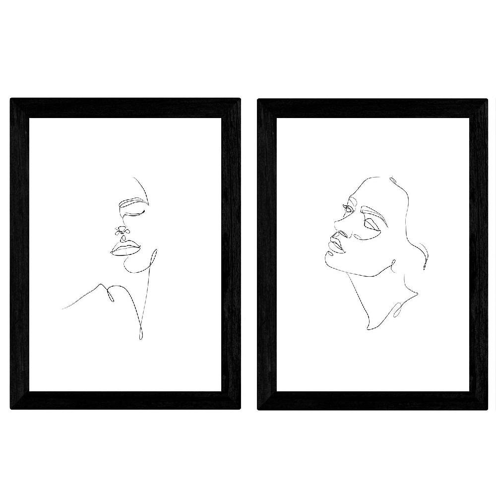 nacnic Set de 2 Láminas de Rostro Mujer con un Solo Trazo