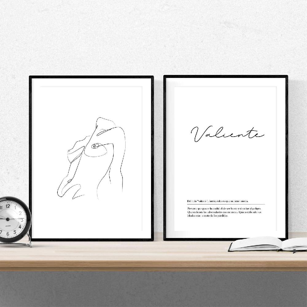 Nacnic Set De 2 Láminas Estilo Nórdico Con Lineas Femeninas Y Palabras En Cuerpo Valiente