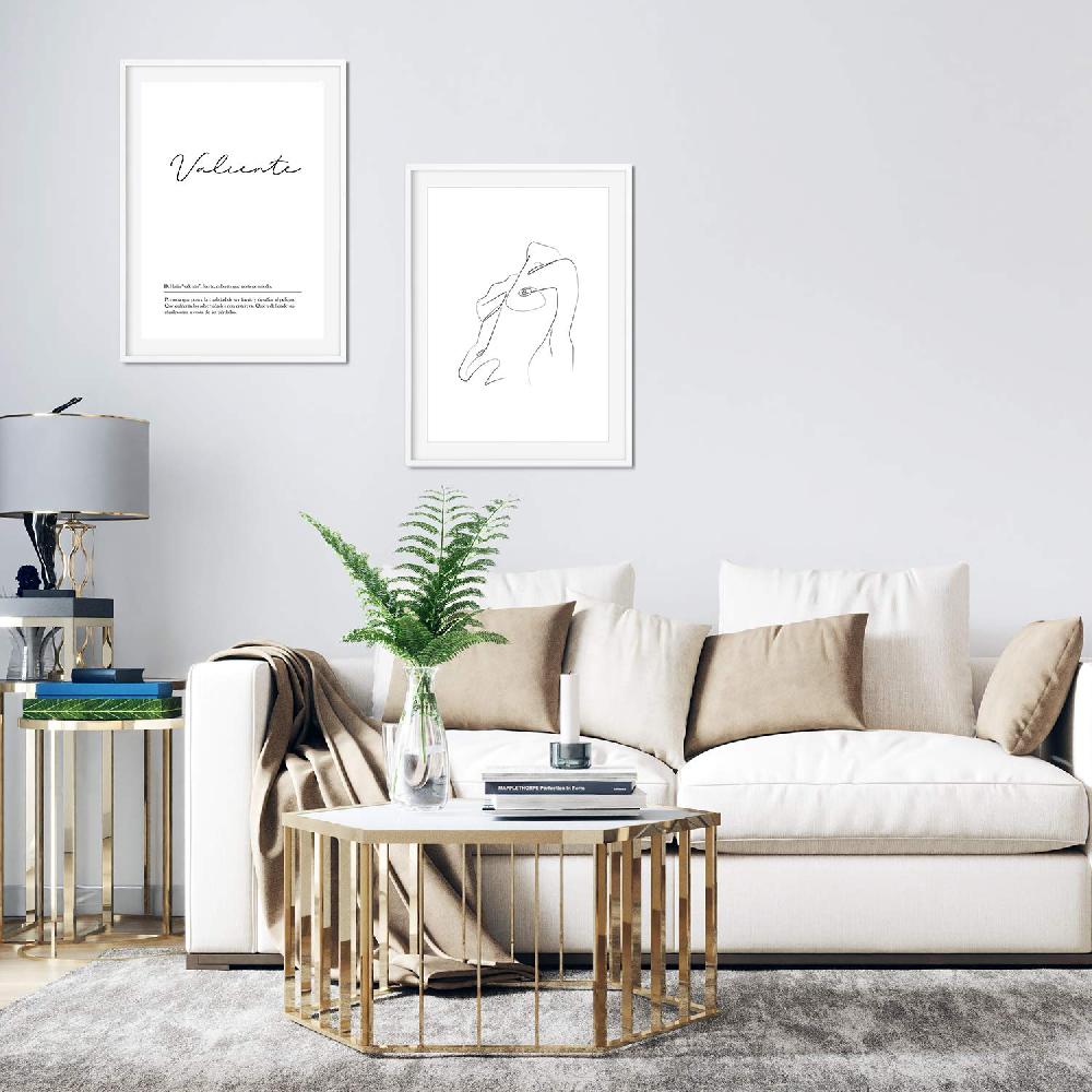 nacnic Set de 2 láminas estilo nórdico con lineas femeninas y palabras en Cuerpo Valiente