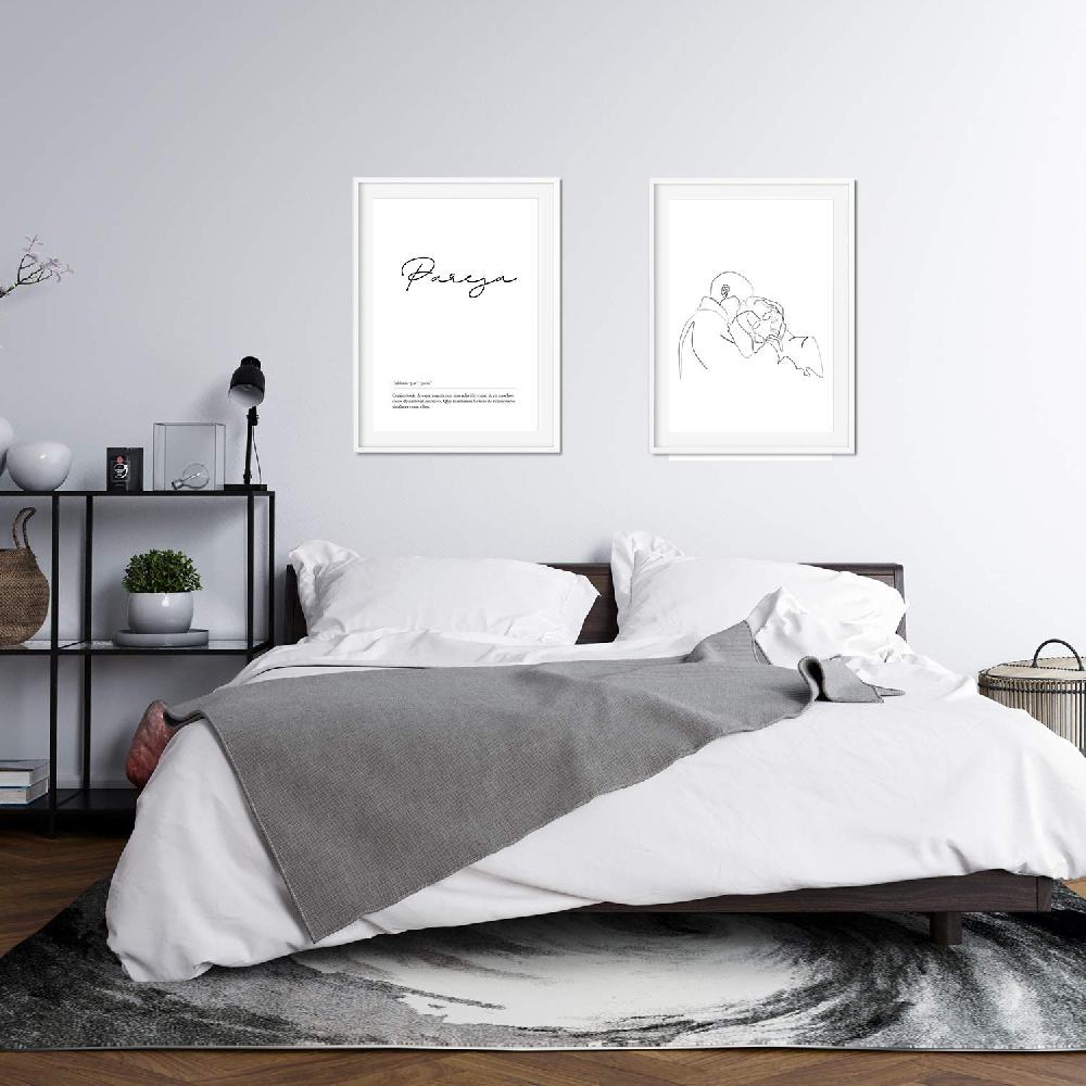 nacnic Set de 2 láminas estilo nórdico con líneas femeninas y beso de pareja