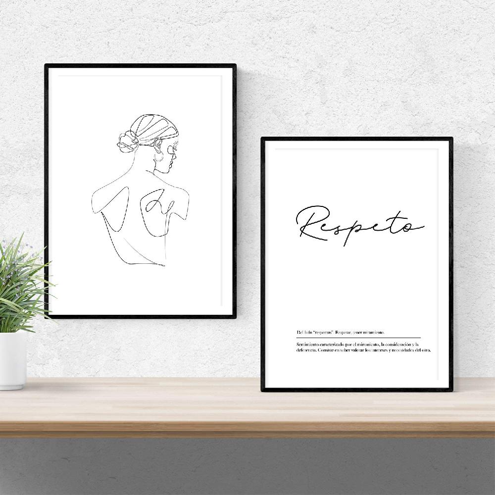 Nacnic Set De 2 Láminas Estilo Nórdico De Líneas Femeninas Y Palabras En Mujer Respeto