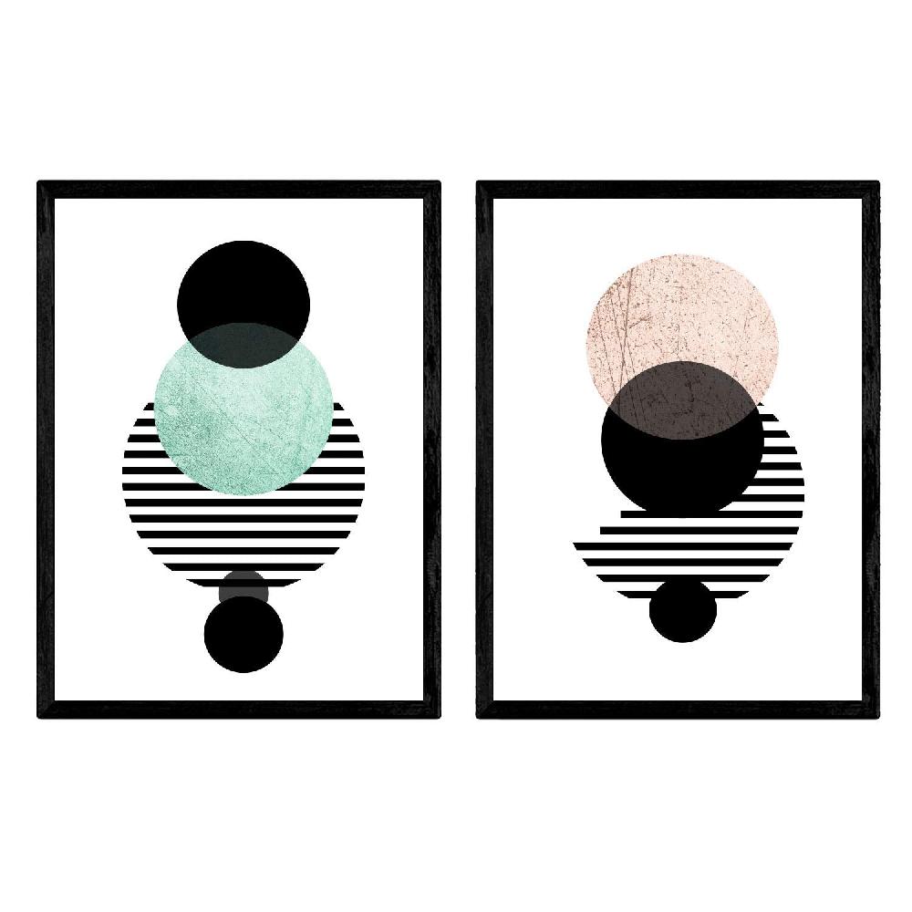 Nacnic Set De 2 Láminas Estilo Nórdico ECLIPSE LUNAR Con Imágenes Geométricas