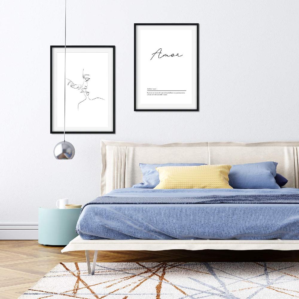 nacnic Set de 2 láminas estilo nórdico líneas femeninas y palabras amor beso