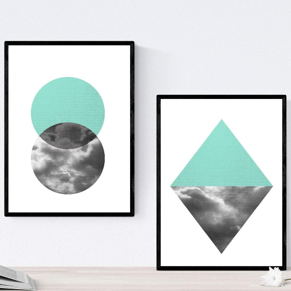 nacnic Set de 2 láminas estilo nórdico REFLEJO con imágenes geometricas