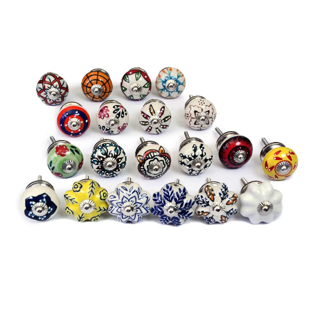 nacnic Set de 20 pomos tiradores de cerámica con formas flores vintage para muebles