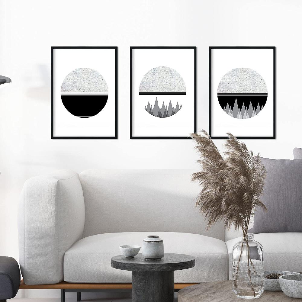 Nacnic Set De 3 Láminas Luna Espacio Y Montañas En Blanco Y Negro