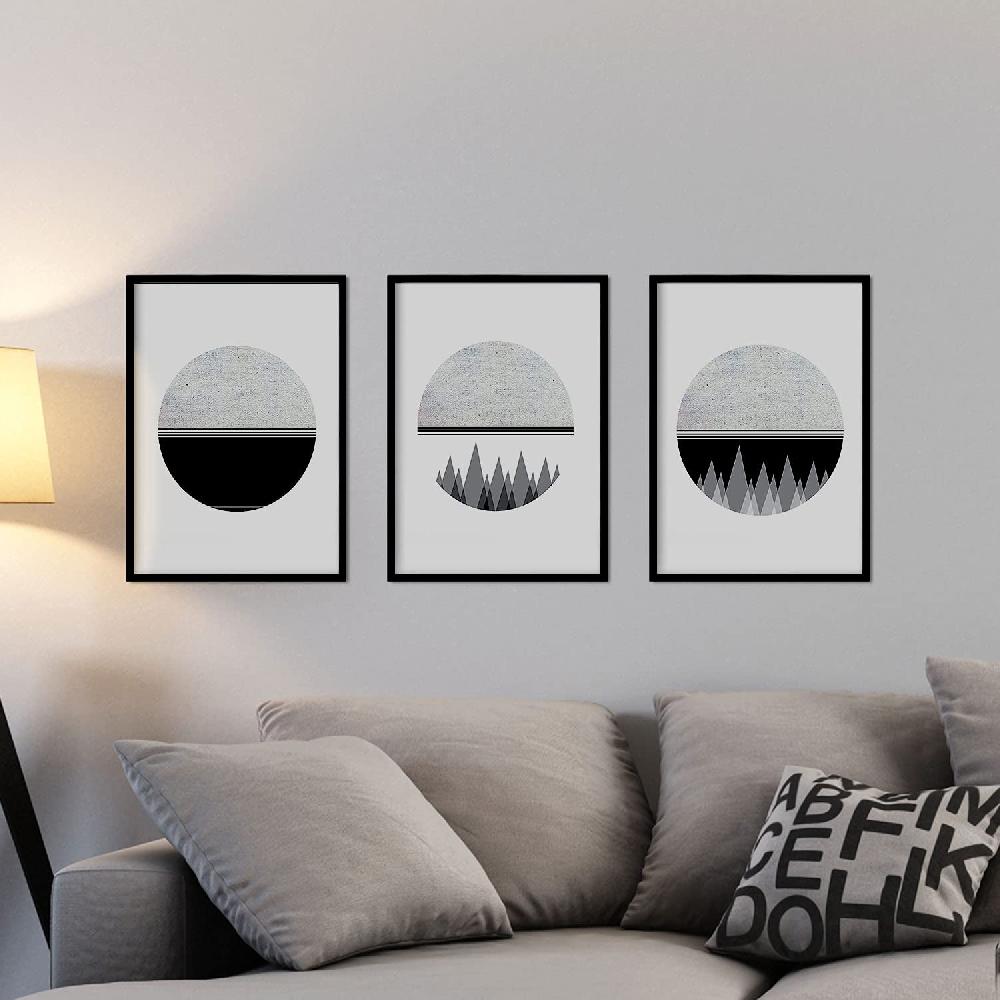Nacnic Set De 3 Láminas Luna Espacio Y Montañas En Blanco Y Negro