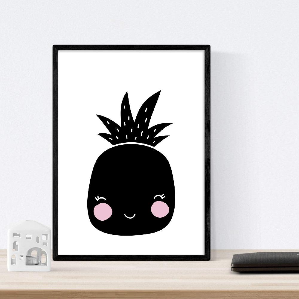 Nacnic Set De 4 Láminas Cactus Ballena Piña Y Nube Con Corazones
