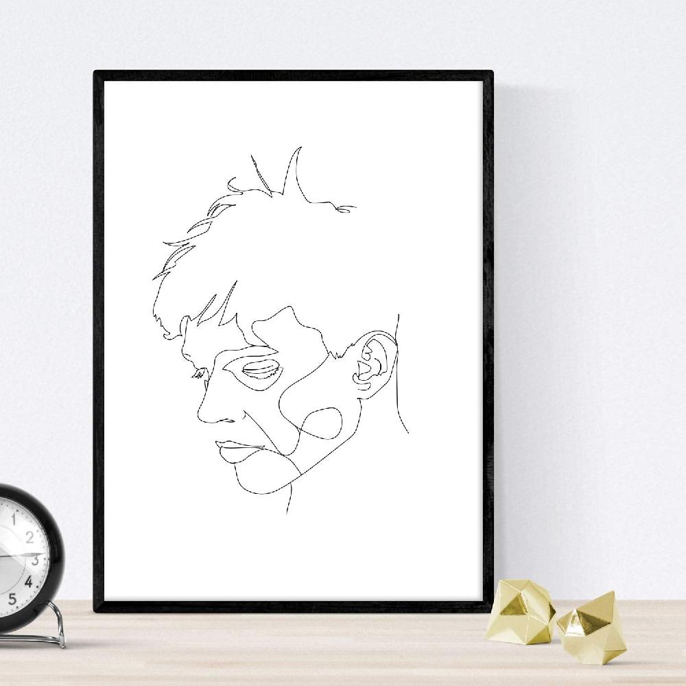 Nacnic Set De 4 Laminas Con Dibujos Y Bocetos A Una Linea De Rostros Y Cuerpos Naturales Hombre 3