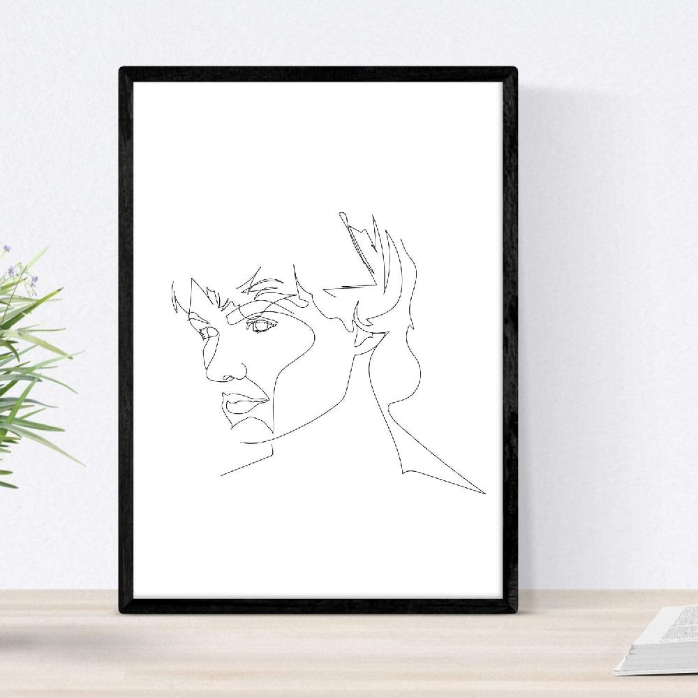 Nacnic Set De 4 Laminas Con Dibujos Y Bocetos A Una Linea De Rostros Y Cuerpos Naturales Hombre 3