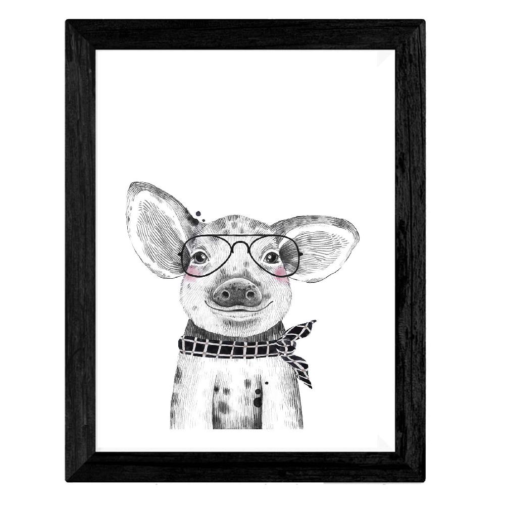 Nacnic Set De 4 Láminas De Animales Infantiles Con Chicle Rosa Y Gafas