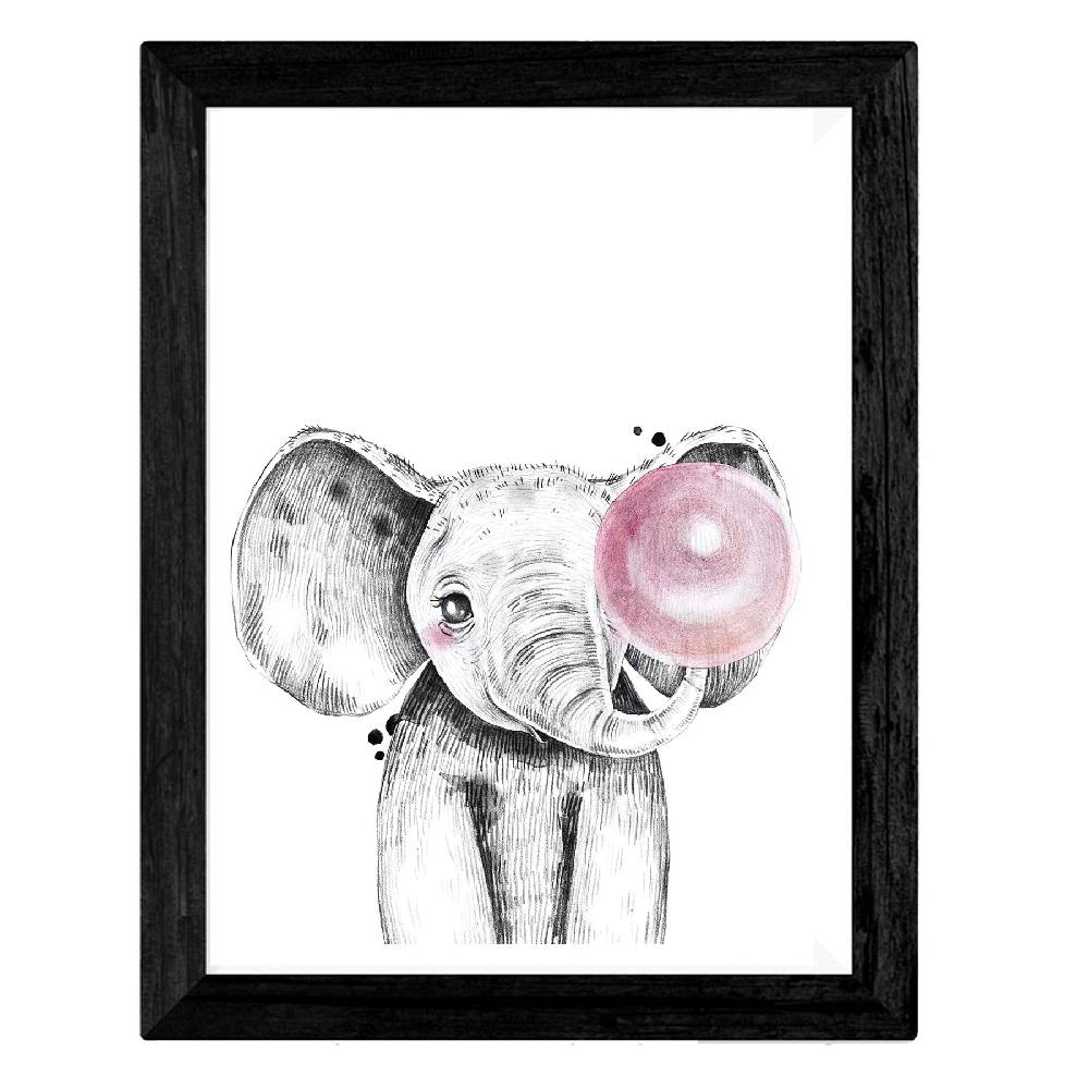 Nacnic Set De 4 Láminas De Animales Infantiles Con Chicle Rosa