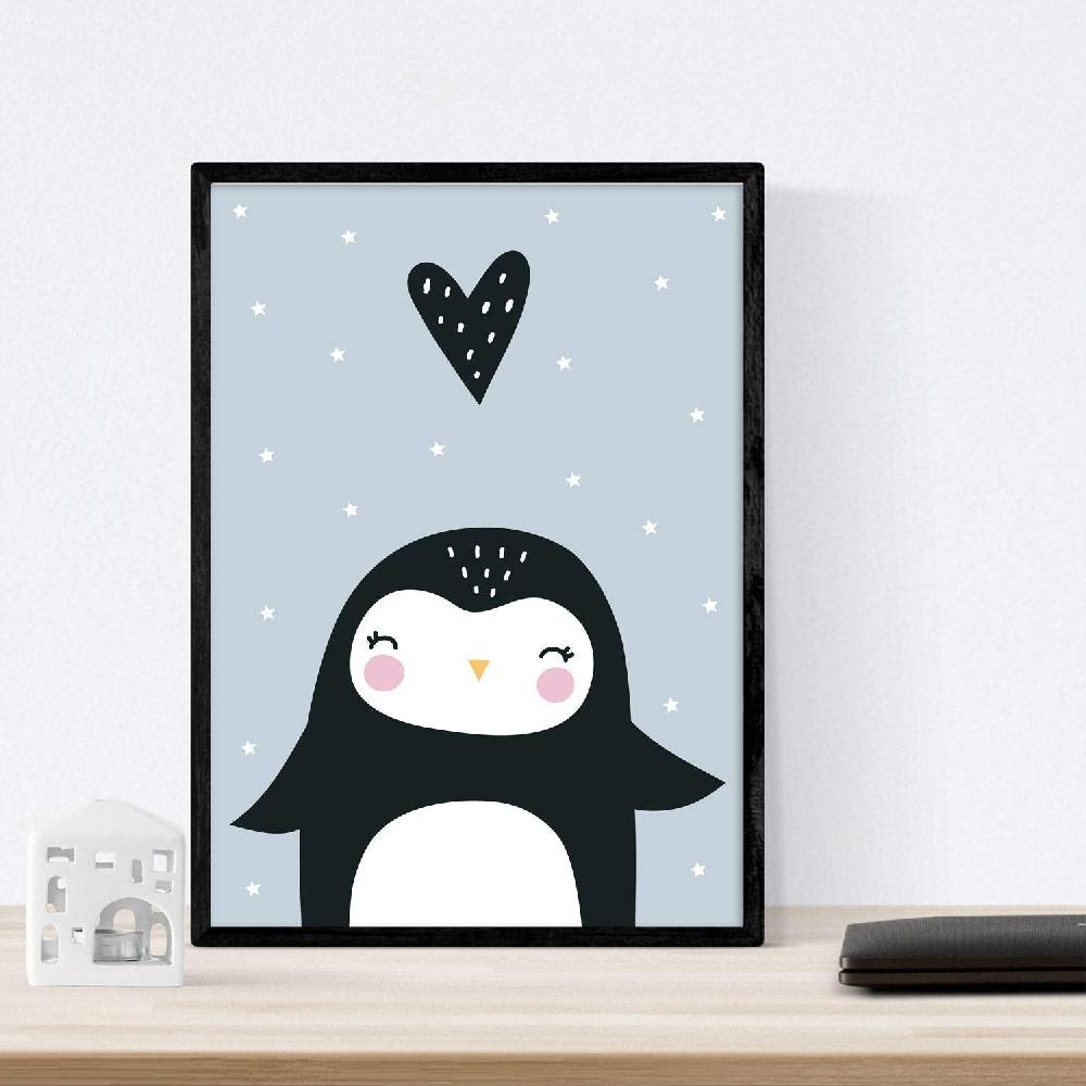 Nacnic Set De 4 Láminas De Animales Marinos: Ballena Pingüino Foca Y Oso Polar