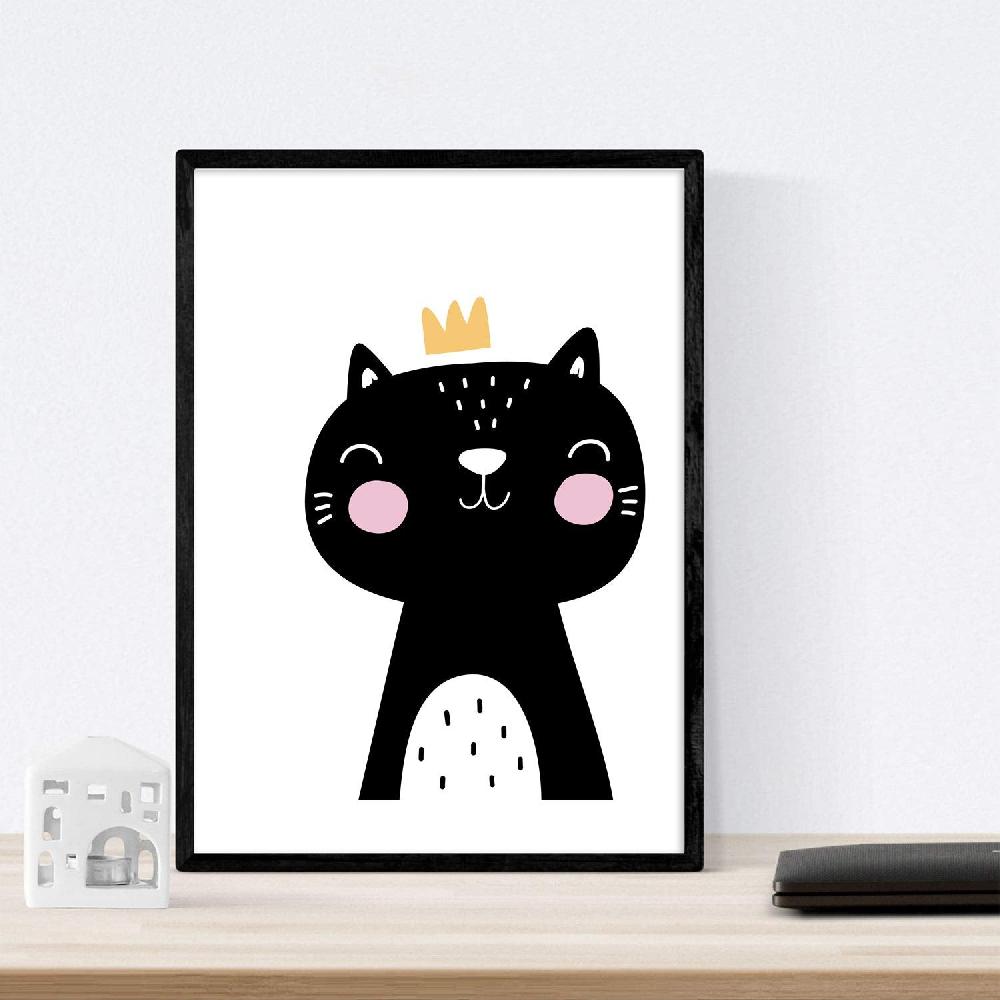 Nacnic Set De 4 Láminas De Animales: Zorro Leon Gato Tigre