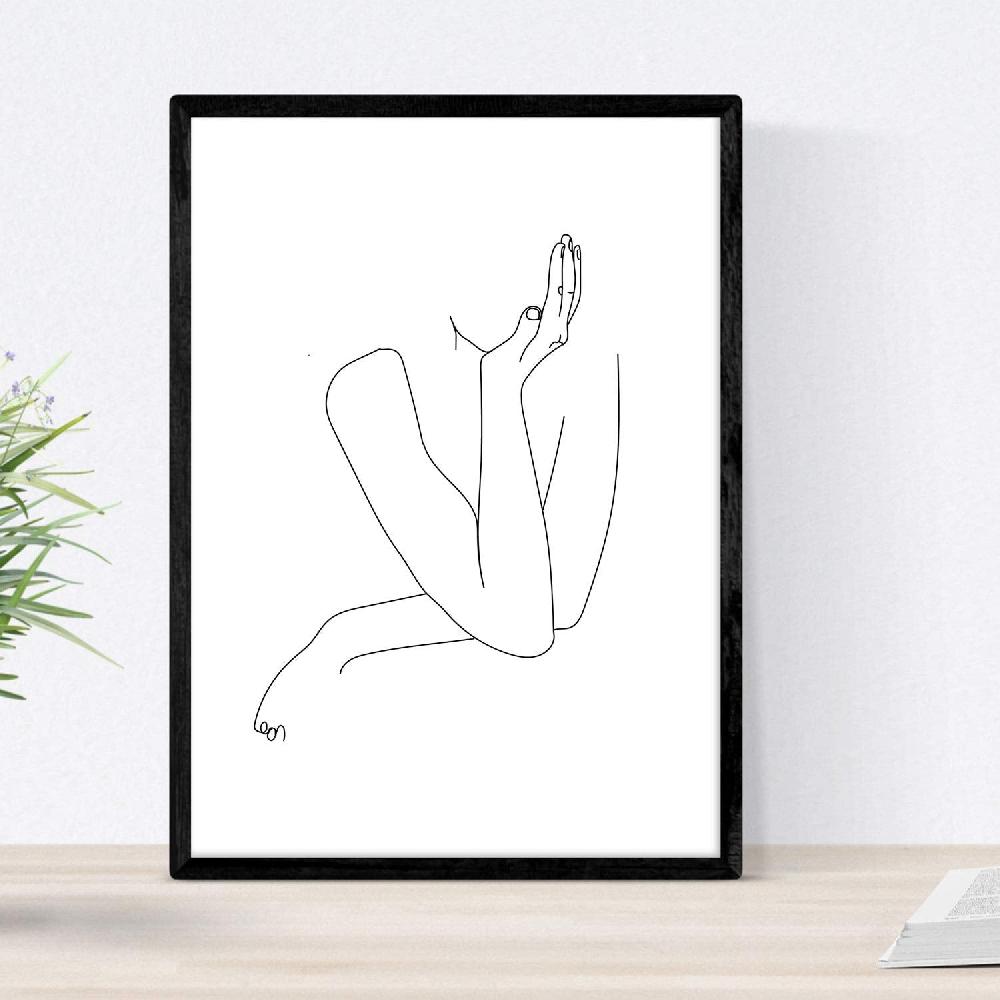 Nacnic Set De 4 Láminas De Bocetos A Una Línea De Mujeres Al Natural