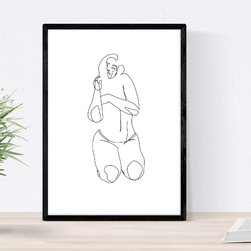 Nacnic Set De 4 Laminas De Desnudos Mujer Y Rostros En Una Linea