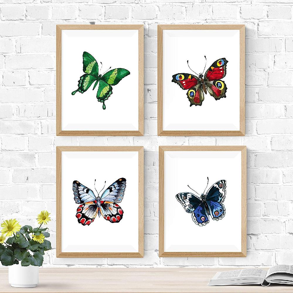 nacnic Set de 4 láminas de Mariposas coloridas de alta calidad para decoración de hogar