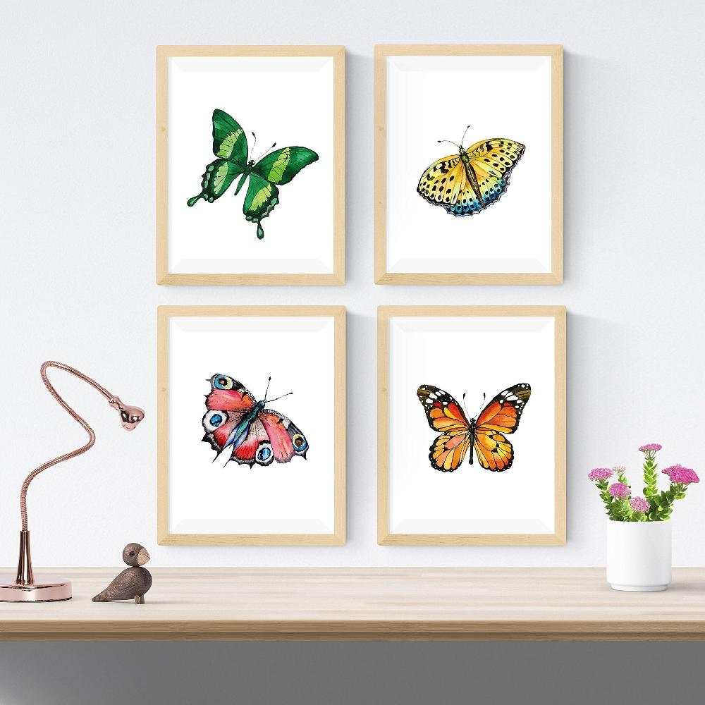 nacnic Set de 4 láminas de Mariposas de alta calidad para decoración de hogar