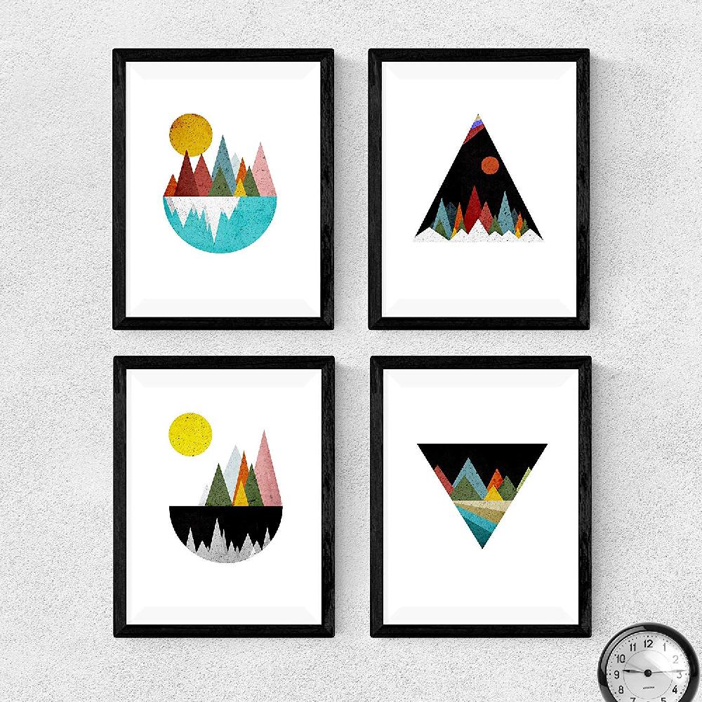 Nacnic Set De 4 Láminas De Montañas Geométricas Estilo Nórdico