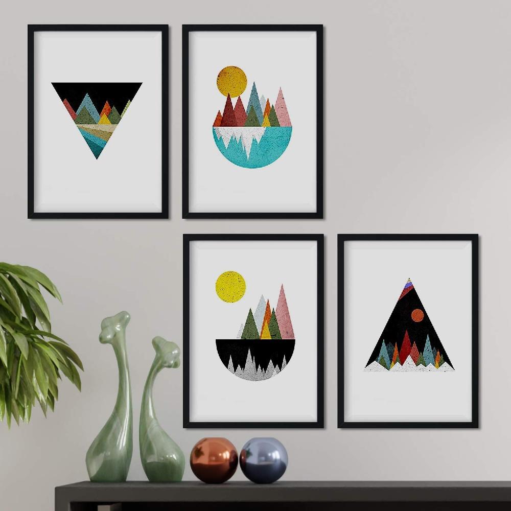 nacnic Set de 4 láminas de Montañas Geométricas estilo nórdico