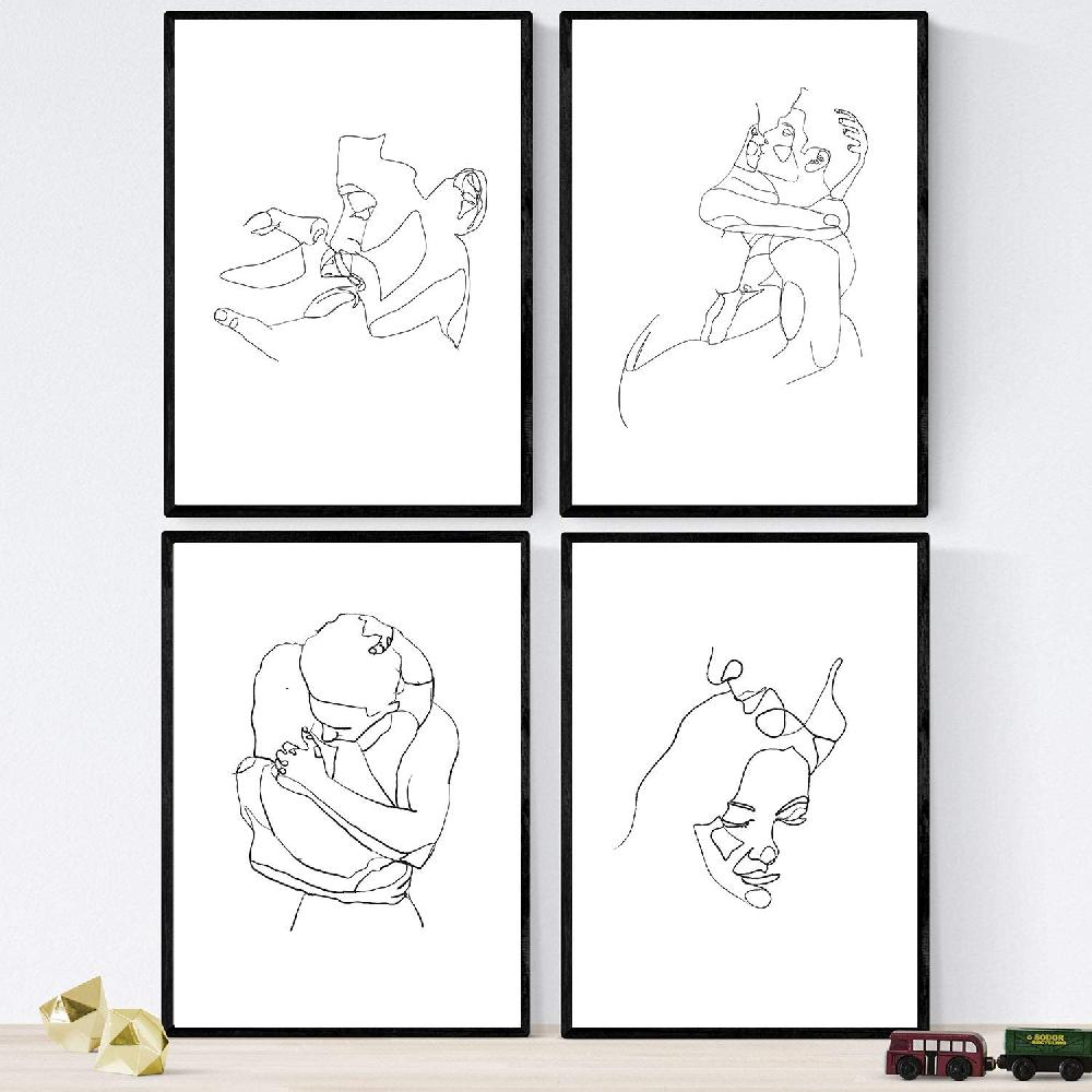 nacnic Set de 4 láminas de parejas enamoradas en línea nordica
