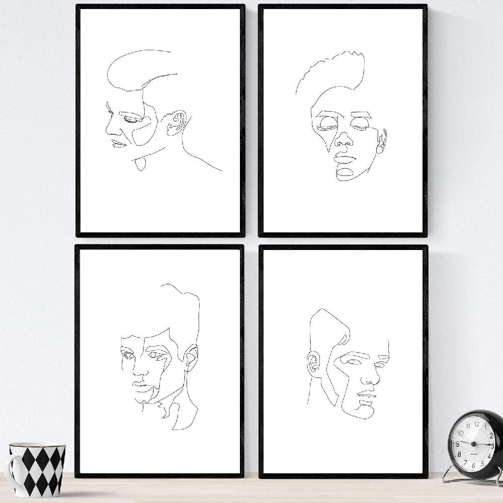 nacnic Set de 4 láminas de rostros y cuerpos naturales en línea nordica