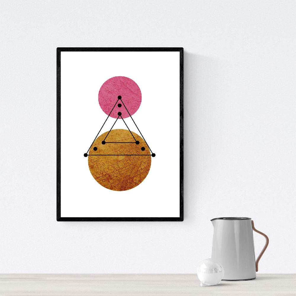 Nacnic Set De 4 Láminas FIRMAMENTO ESTRELLADO Estilo Nórdico Con Triángulos En Tonos Granates Y Cobres