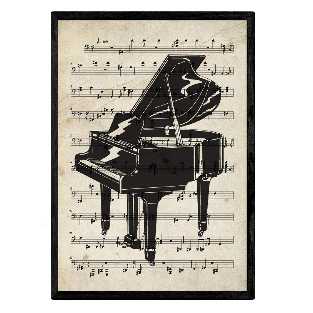 Nacnic Set De 4 Láminas Vintage De Instrumentos Musicales Y Partituras