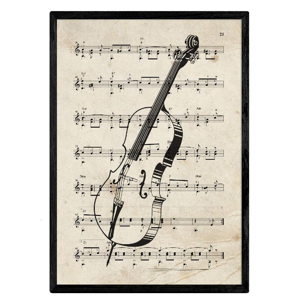 Nacnic Set De 4 Láminas Vintage De Instrumentos Musicales Y Partituras