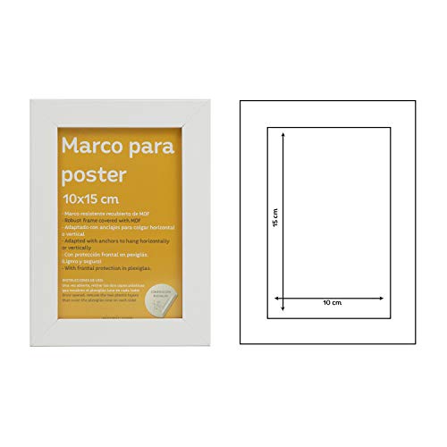 Nacnic Set De 4 Marcos Blancos Para Fotos Posters Láminas Diplomas. Tamaño(10x15 Cm).Robustos De MDF Y Frontal De Plexiglas.Marcos Blancos Para Colgar De Alta Calidad