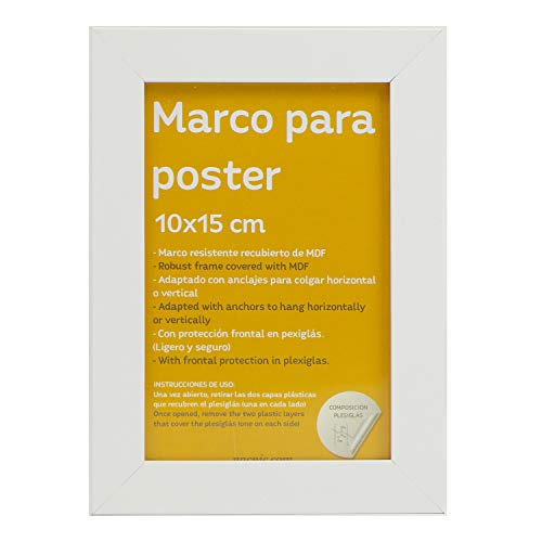 Nacnic Set De 4 Marcos Blancos Para Fotos Posters Láminas Diplomas. Tamaño(10x15 Cm).Robustos De MDF Y Frontal De Plexiglas.Marcos Blancos Para Colgar De Alta Calidad