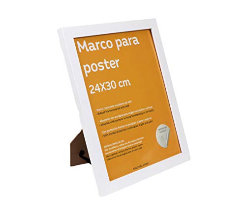 Nacnic Set De 4 Marcos Blancos Para Fotos Posters Láminas Diplomas. Tamaño(24x30 Cm).Robustos De MDF Y Frontal De Plexiglas. Marcos Blancos Para Colgar De Alta Calidad
