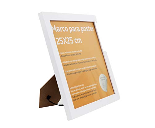 Nacnic Set De 4 Marcos Blancos Para Fotos Posters Láminas Diplomas. Tamaño(25x25 Cm).Robustos De MDF Y Frontal De Plexiglas.Marcos Blancos Para Colgar De Alta Calidad