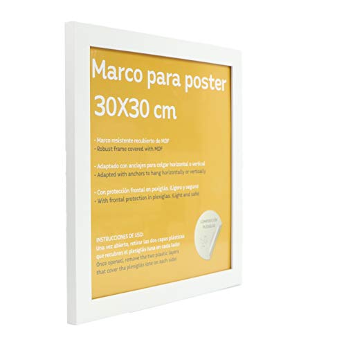 Nacnic Set De 4 Marcos Blancos Para Fotos Posters Láminas Diplomas. Tamaño(30x30 Cm).Robustos De MDF Y Frontal De Plexiglas.Marcos Blancos Para Colgar De Alta Calidad