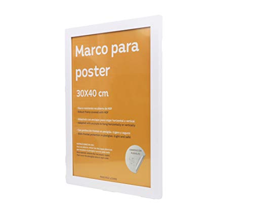 Nacnic Set De 4 Marcos Blancos Para Fotos Posters Láminas Diplomas. Tamaño(30x40 Cm). Robustos De MDF Y Frontal De Plexiglas. Marcos Blancos Para Colgar De Alta Calidad