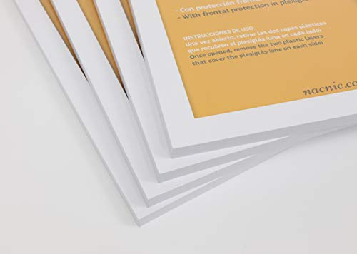 Nacnic Set De 4 Marcos Blancos Para Fotos Posters Láminas Diplomas. Tamaño(18x24 Cm).Robustos De MDF Y Frontal De Plexiglas.Marcos Blancos Para Colgar De Alta Calidad