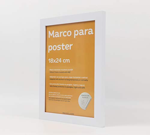 Nacnic Set De 4 Marcos Blancos Para Fotos Posters Láminas Diplomas. Tamaño(18x24 Cm).Robustos De MDF Y Frontal De Plexiglas.Marcos Blancos Para Colgar De Alta Calidad
