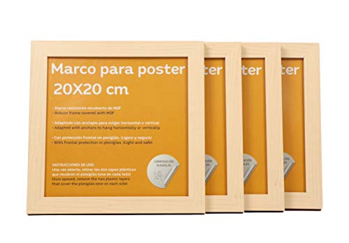 nacnic Set de 4 Marcos de Madera Nogal con Frontal de Plexiglas