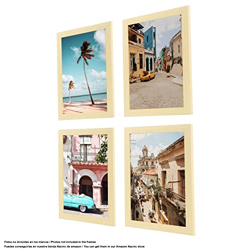 Nacnic Set De 4 Marcos Madera Clara Tamaño A4(21x29.7cm). Marco De Color LIGHT Wood