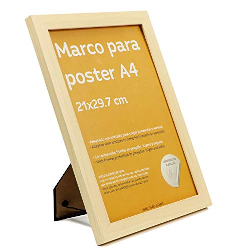 Nacnic Set De 4 Marcos Madera Clara Tamaño A4(21x29.7cm). Marco De Color LIGHT Wood