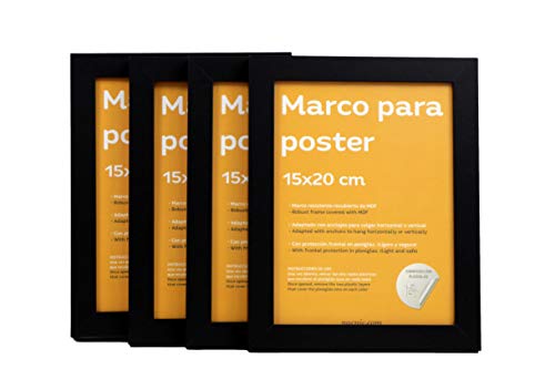 nacnic Set de 4 Marcos Negros tamaño 15x20cm. Marco de Color Negro
