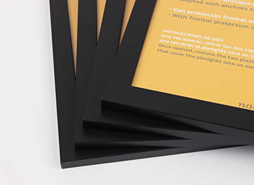 Nacnic Set De 4 Marcos Negros Tamaño 20x25cm. Marco De Color Negro